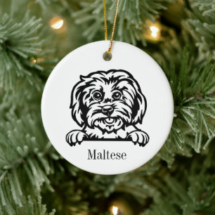 Maltese dog personalized pet ornament, Cu Ceramic Ornament