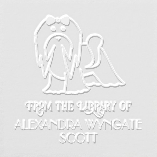 Maltese Dog Pet “From the library of” Name Book Embosser (Design)