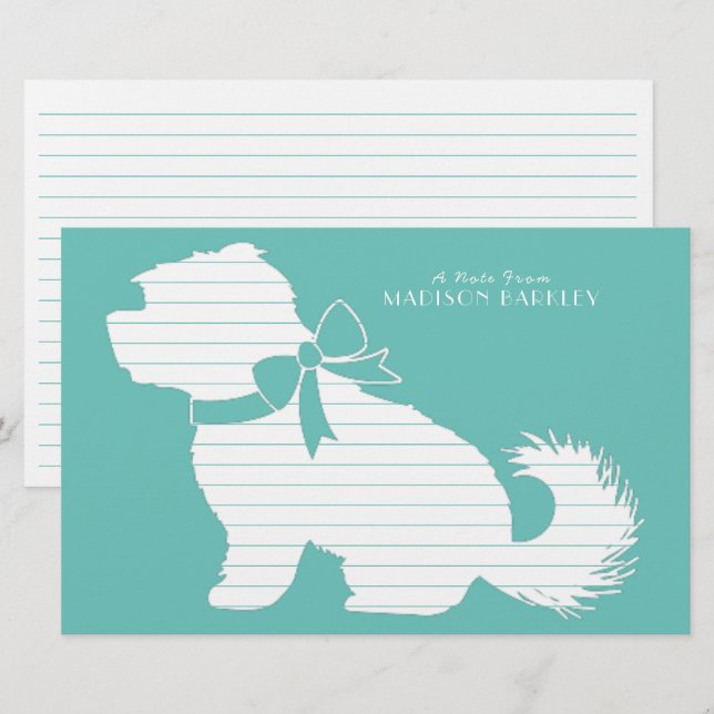 Maltese Dog Puppy Short Hair Teddy Bear Stationery (Front/Back)