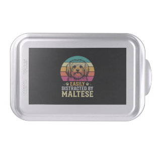 Maltese Dog Retro Sunset Distracted Cake Pan