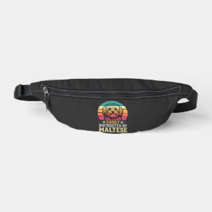 Maltese Dog Retro Sunset Distracted Fanny Pack