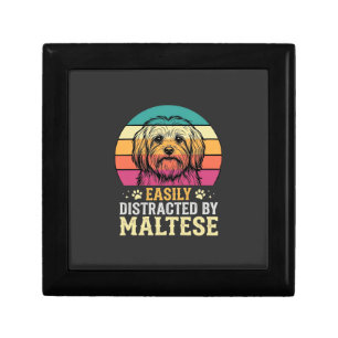 Maltese Dog Retro Sunset Distracted Gift Box