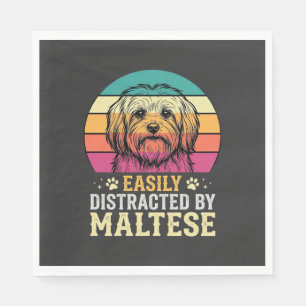 Maltese Dog Retro Sunset Distracted Napkins
