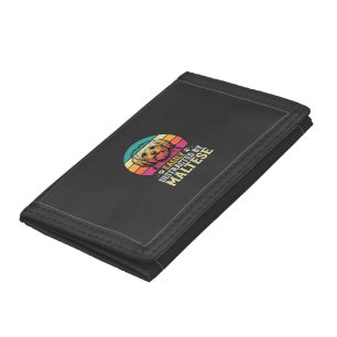 Maltese Dog Retro Sunset Distracted Trifold Wallet