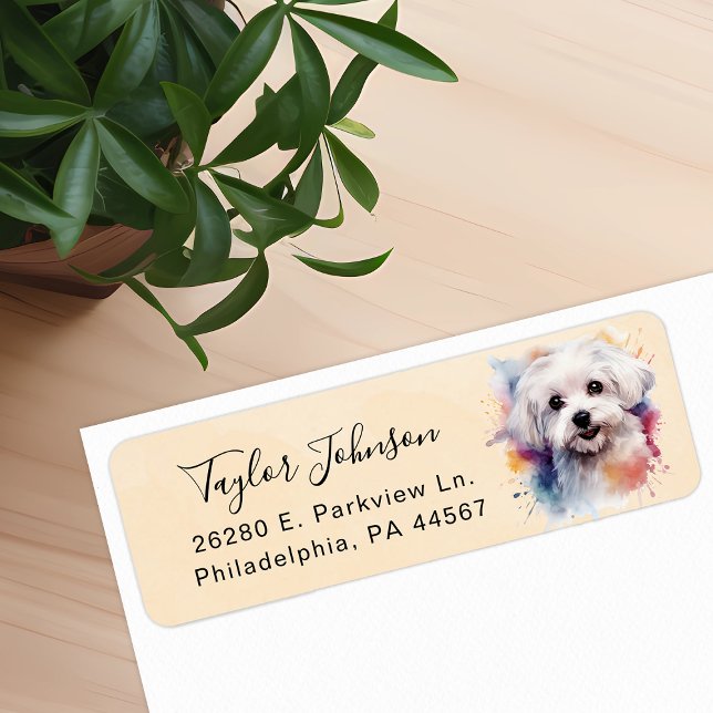 Maltese Dog Return Address Label (Creator Uploaded)