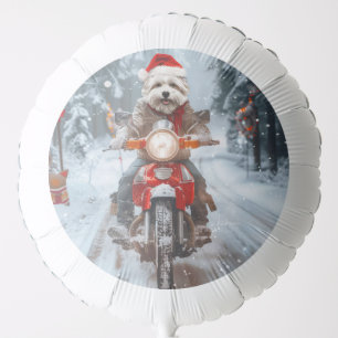 Maltese Dog Riding Motorcycle Christmas Balloon