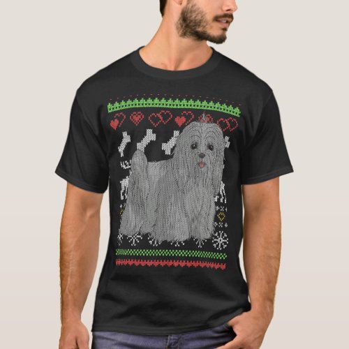 Maltese Dog Santa Claus Ugly Christmas Pattern T_Shirt