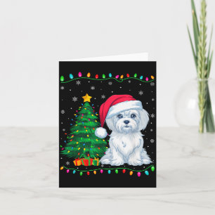Maltese Dog Santa Hat Men Women Kids Christmas Tre Card