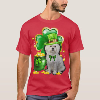 Maltese Dog Shamrock St Patricks Day Dog Irish T-Shirt