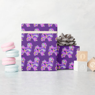 Maltese Dog Silhouette Color Purple Dark Wrapping Paper