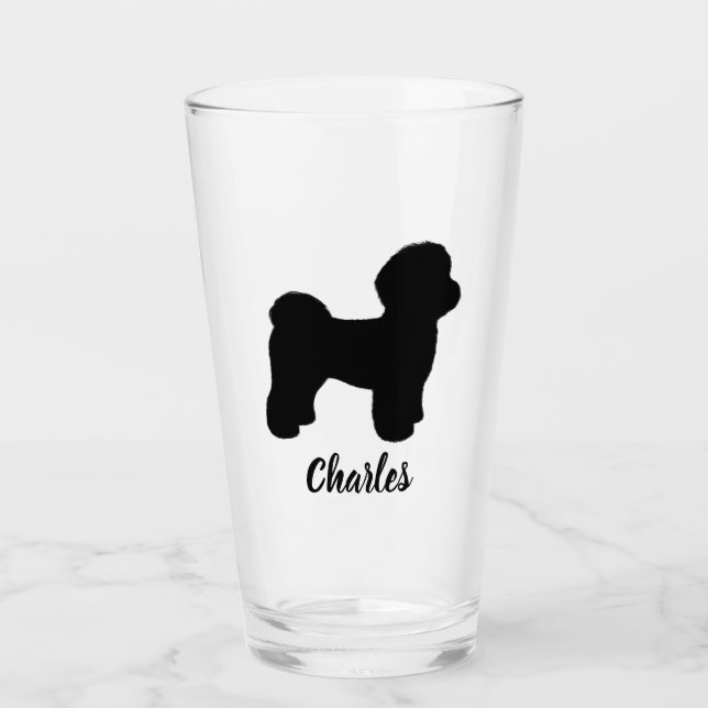 Maltese Dog Silhouette Personalized Drinking Glass (Front)