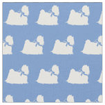 Maltese Dog Silhouette Pet Light Blue Fabric