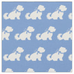 Maltese Dog Silhouette Pet Light Blue Fabric