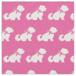 Maltese Dog Silhouette Pet Pink Fabric