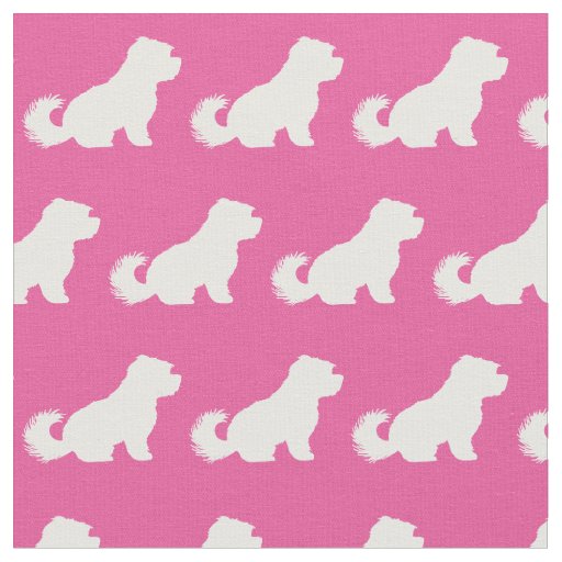 Maltese Dog Silhouette Pet Pink Fabric