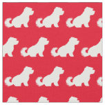Maltese Dog Silhouette Pet Red Fabric