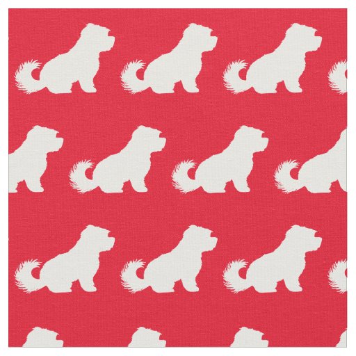 Maltese Dog Silhouette Pet Red Fabric