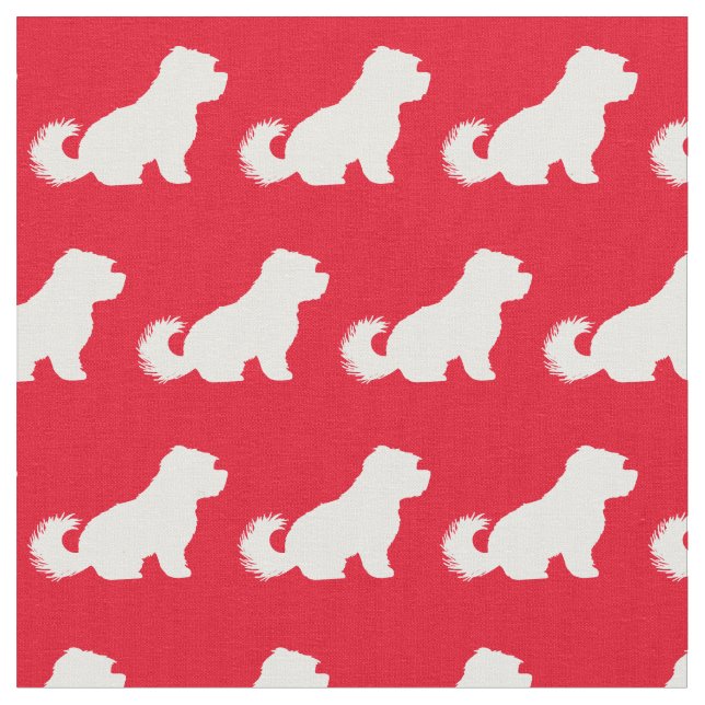 Maltese Dog Silhouette Pet Red Fabric (Close Up)