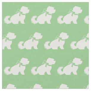 Maltese Dog Silhouette Pet Sage Green Fabric