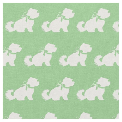 Maltese Dog Silhouette Pet Sage Green Fabric