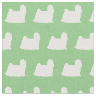 Maltese Dog Silhouette Pet Sage Green Fabric