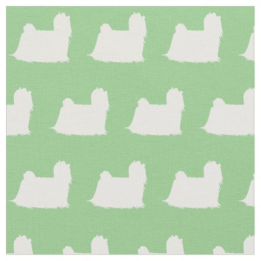 Maltese Dog Silhouette Pet Sage Green Fabric