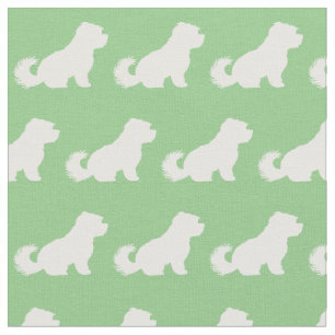 Maltese Dog Silhouette Pet Sage Green Fabric