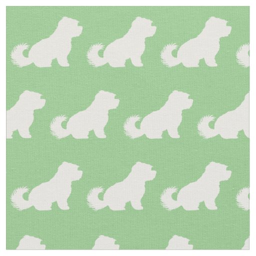 Maltese Dog Silhouette Pet Sage Green Fabric