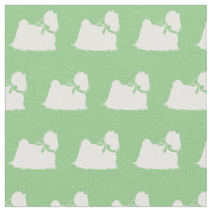 Maltese Dog Silhouette Pet Sage Green Fabric
