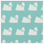 Maltese Dog Silhouette Pet Teal Fabric