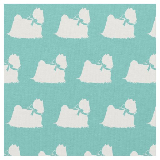 Maltese Dog Silhouette Pet Teal Fabric