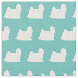 Maltese Dog Silhouette Pet Teal Fabric