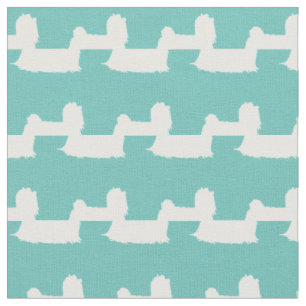 Maltese Dog Silhouette Pet Teal Fabric