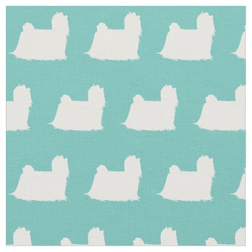 Maltese Dog Silhouette Pet Teal Fabric