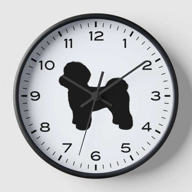 Maltese Dog Silhouette with Numbers and Minutes Clock (Front)