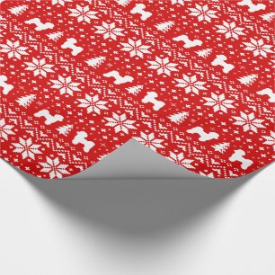 Maltese Dog Silhouettes Christmas Holiday Red Wrapping Paper