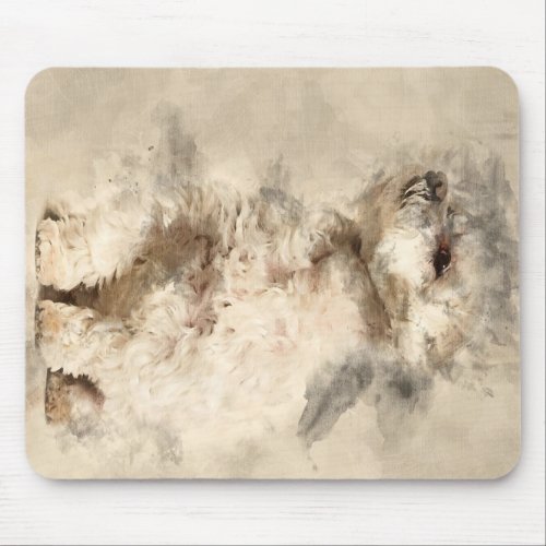 Maltese dog sitting agains Blanket  Unique Gift Mouse Pad