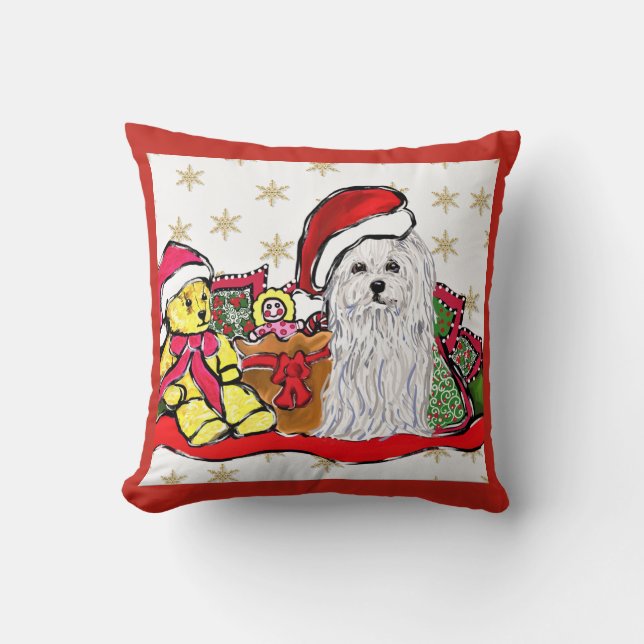 Maltese Dog Throw Pillow (Front)