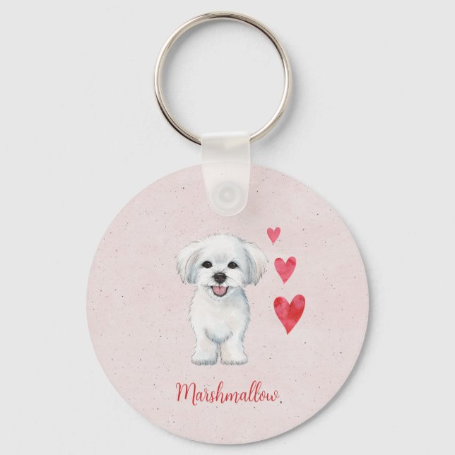 Maltese Dog Toy Breed Keychain (Front)