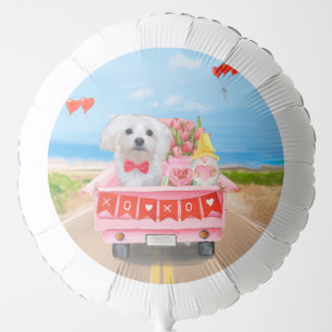 Maltese Dog Valentine's Day Truck Balloon