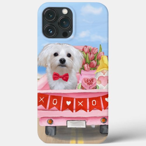 Maltese Dog Valentines Day Truck iPhone 13 Pro Max Case