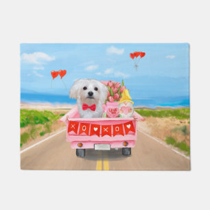 Maltese Dog Valentine's Day Truck Doormat