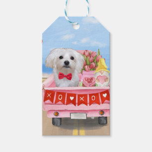 Maltese Dog Valentine's Day Truck Gift Tags