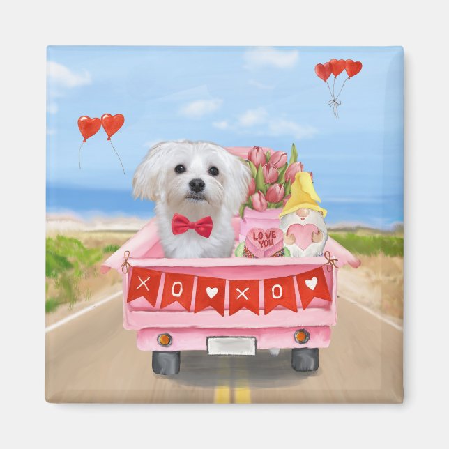 Maltese Dog Valentine's Day Truck Magnet (Front)