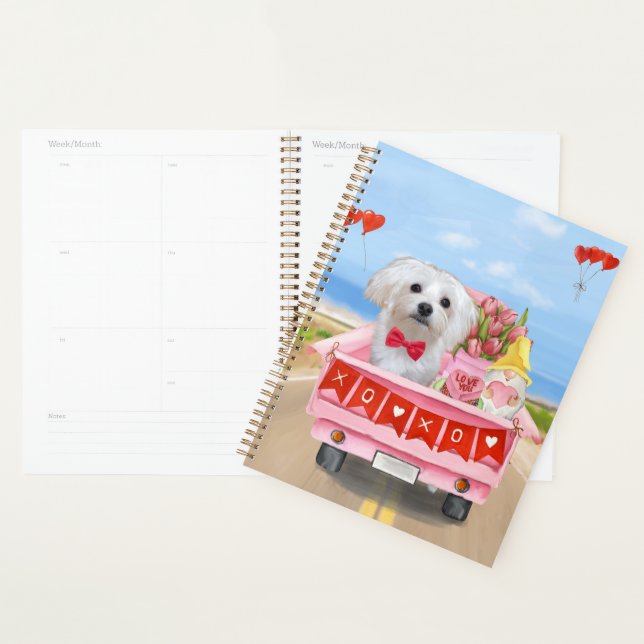 Maltese Dog Valentine's Day Truck Planner (Display)