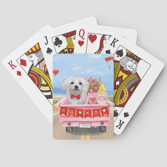 Maltese Dog Valentine's Day Truck Poker Cards (Back)