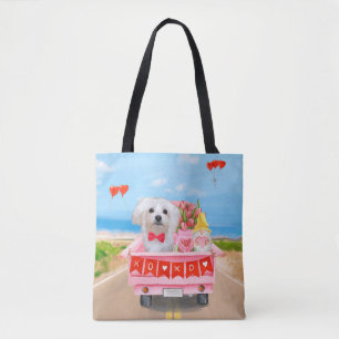 Maltese Dog Valentine's Day Truck Tote Bag