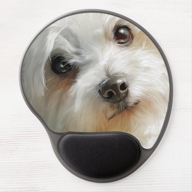 Maltese dog watercolor portrait gel mouse pad (Front)