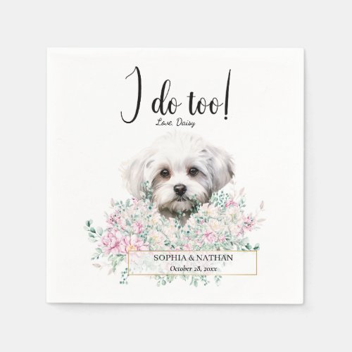 Maltese Dog Wedding Cocktail Napkins