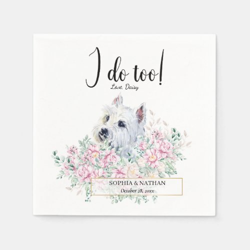 Maltese Dog Wedding Cocktail Napkins